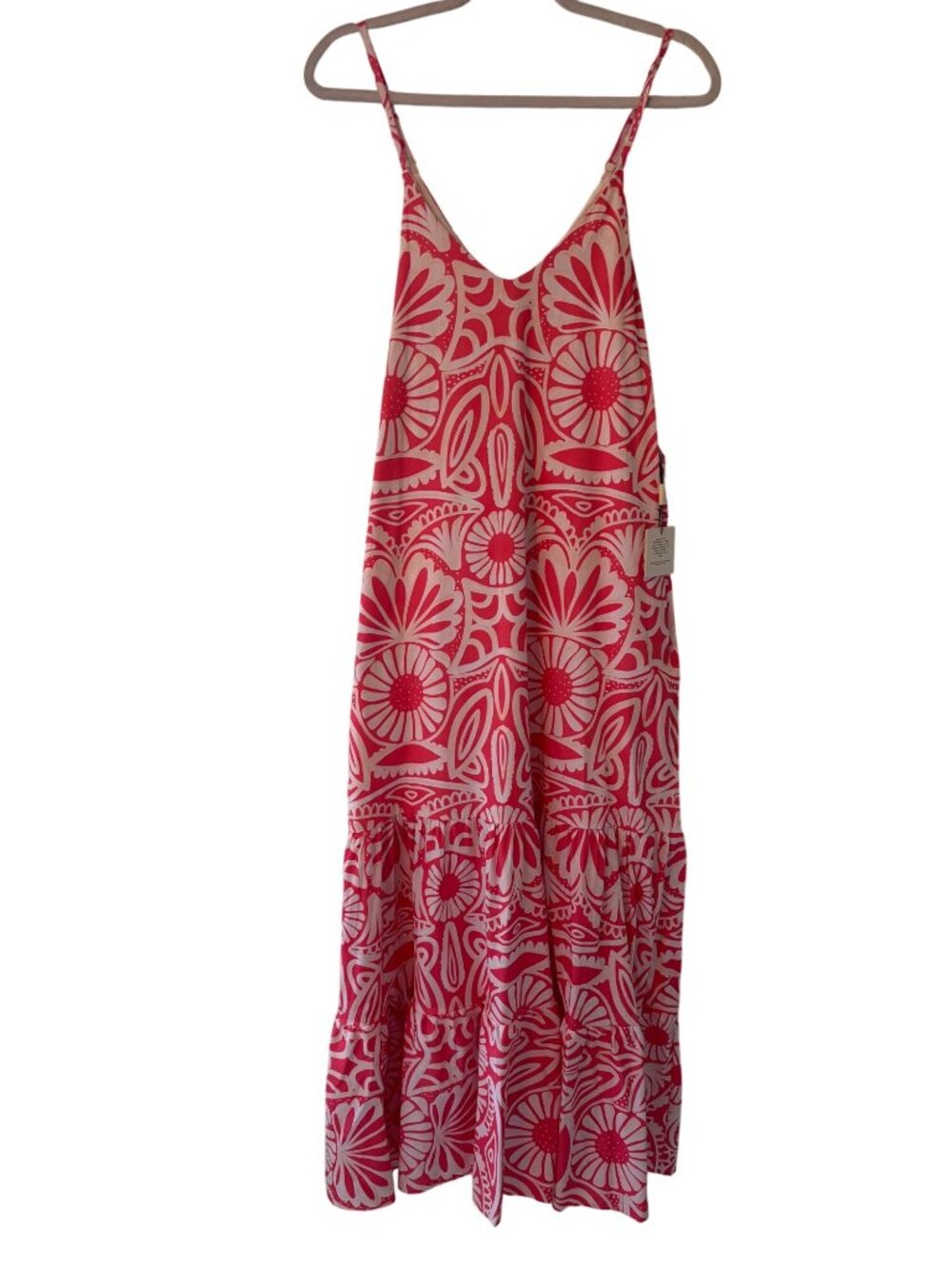 Anthropologie Peixoto Parker Pink White Floral Sleeveless Maxi Dress Size L - Picture 3 of 12